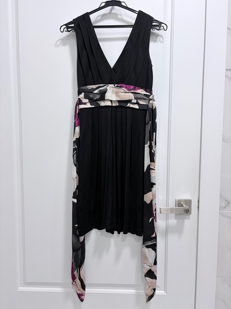 Ted Baker Black V-Neck Dress With Floral Sash